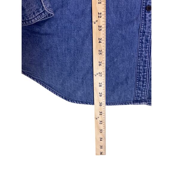 intage 90s Mars Landing II Faded Denim Shirt Womens XL Cotton - Picture 3 of 6